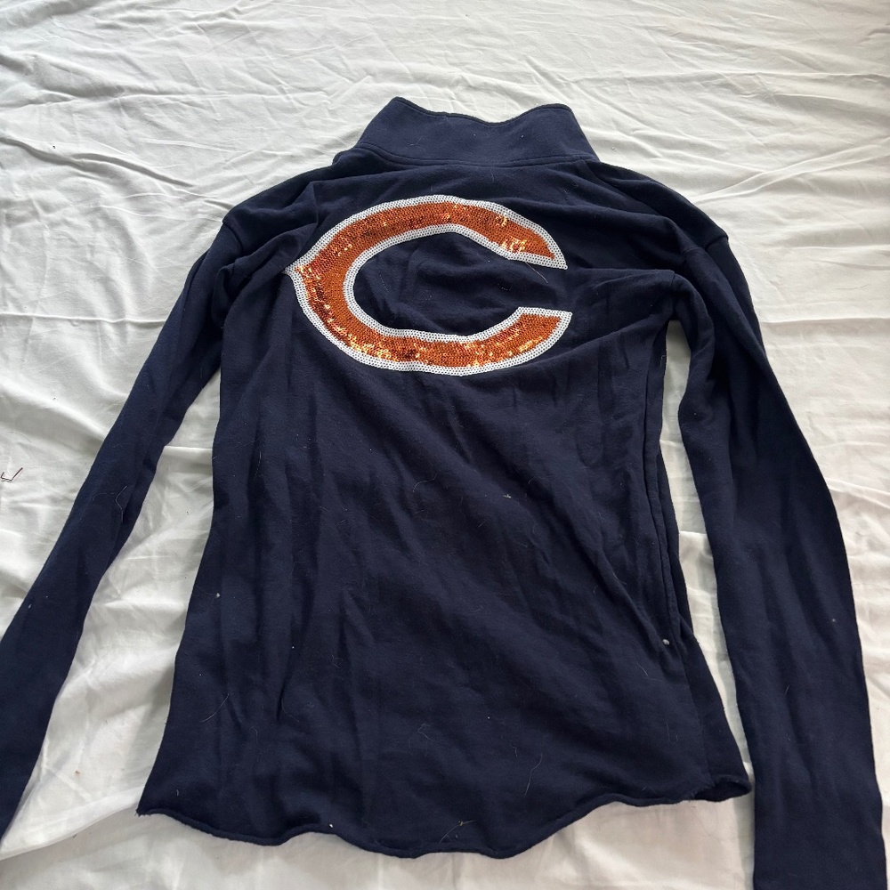 PINK Victorias Secret x Bears Sequin Logo 1/4-Zip Pullover Sweater